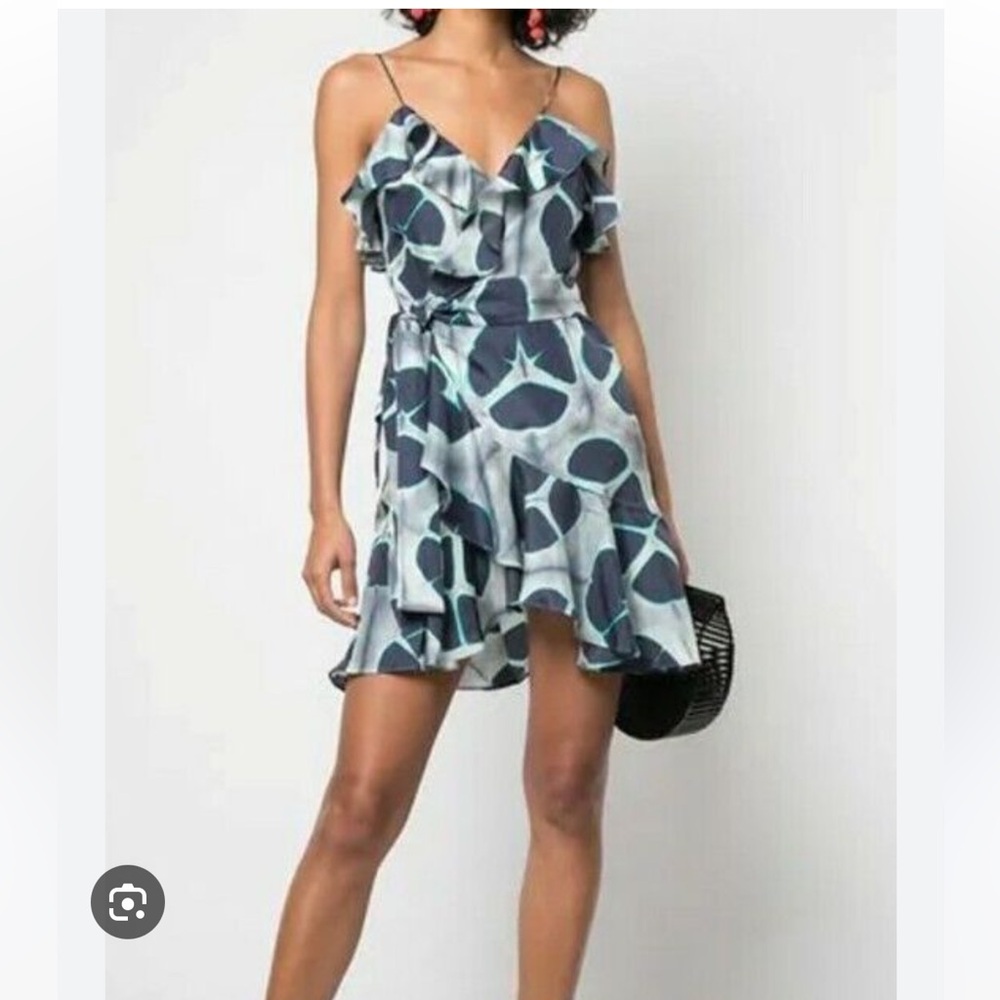 Alexis - Blue "Kalani" Silk Wrap Mini Dress Size XS